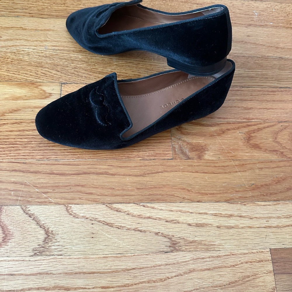 Chloe See Black Velvet Loafers